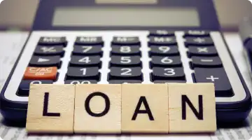 calculator with letters spelled LOAN