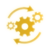 circling arrows and gears