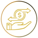 hand under dollar sign with left and right arrows